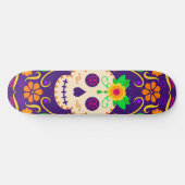 Mooie schedel met bloemen Día de los Muertos Persoonlijk Skateboard (Horizontaal)