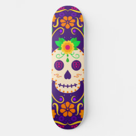 Mooie schedel met bloemen Día de los Muertos Persoonlijk Skateboard