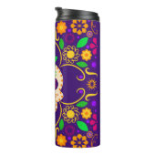Mooie schedel met bloemen Día de los Muertos Thermosbeker (Geroteerd rechts)