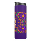 Mooie schedel met bloemen Día de los Muertos Thermosbeker (Geroteerd rechts)