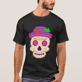 Mooie schedel met Sombrero Día de los Muertos T-shirt
