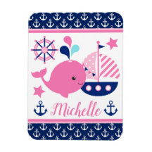 Mooie scheepvaart roze walvis en ankers patroon