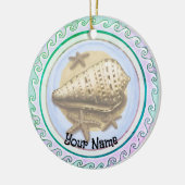 Mooie schelp  keramisch ornament (Links)