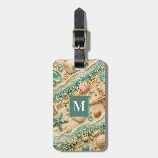 Mooie schelpen bagagelabel (Voorkant verticaal)