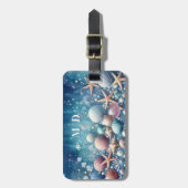 Mooie schelpen bagagelabel (Voorkant verticaal)