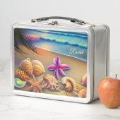 Mooie schelpen op strand lunchbox (In situ)
