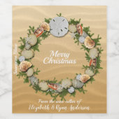 Mooie schelpen Zand Dollar Zeesterren Kerstmis Wijn Etiket (Enkel label)