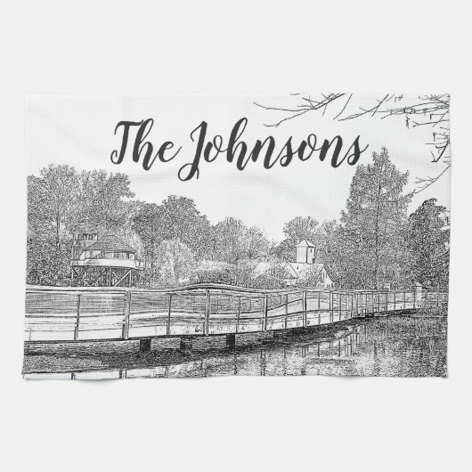 Mooie schets van het bos theedoek (Horizontaal)