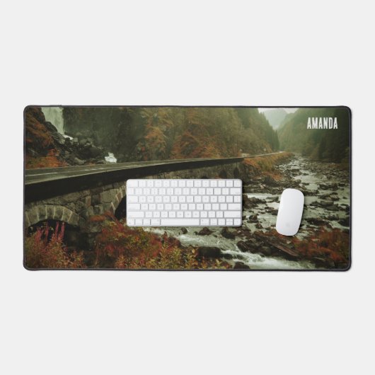 Mooie Schilderachtig Natuur Foto Bos River Bureaumat (Keyboard & Muis)
