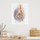 Mooie schilderkunst van inktvis, variatie van de " poster (Keuken)