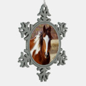 Mooie schilderpaard Pewter Snowflake Ornament (Links)
