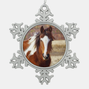 Mooie schilderpaard Pewter Snowflake Ornament