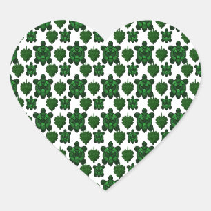 Mooie schildpad en bladpatroon hart sticker