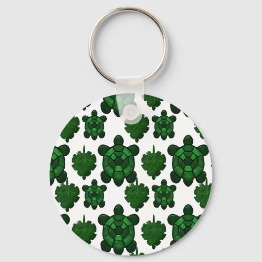Mooie schildpad en bladpatroon sleutelhanger (Voorkant)