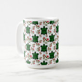 Mooie Schildpad en Bloemige Naadloos Patroon  Koffiemok (Voorkant links)