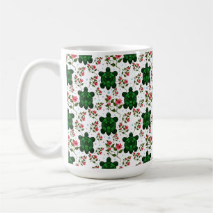 Mooie Schildpad en Bloemige Naadloos Patroon Koffiemok