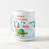 Mooie Schildpad Schaatsen in de Winter & Kerst Naa Koffiemok (Voorkant links)