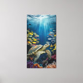Mooie Schildpad, Vis en Zee Planten Canvas Print (Voorkant)
