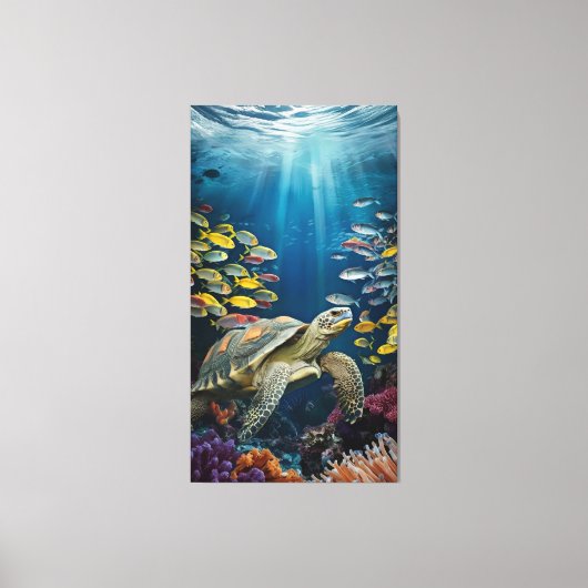 Mooie Schildpad, Vis en Zee Planten Canvas Print (Voorkant)