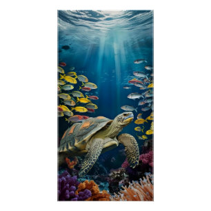 Mooie Schildpad, Vis en Zeeplanten Poster