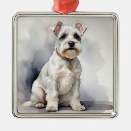 MOOIE SCHNAUZER PUPPY HOND METALEN ORNAMENT
