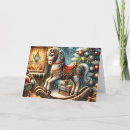 Mooie Schommelpaard Kerstmis Feestdagen Kaart