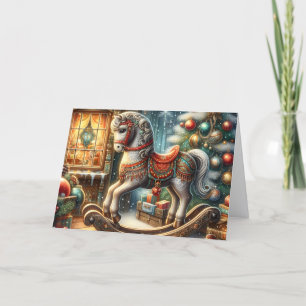 Mooie Schommelpaard Kerstmis Feestdagen Kaart