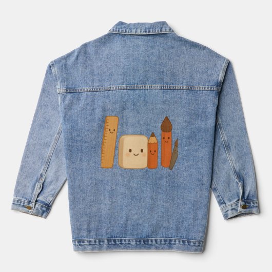 Mooie schoolgereedschappen – Schattige Transparant Denim Jacket (Achterkant)