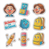 Mooie schoolsticker-set met cartoonpersonages sticker (Voorkant)