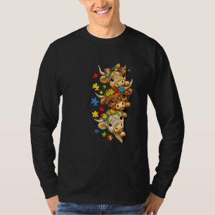 Mooie Schotse Hoogland Koe Autisme Acceptatie Puzz T-shirt
