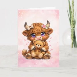 Mooie Schotse Hoogland Koe Wenskaart Kaart