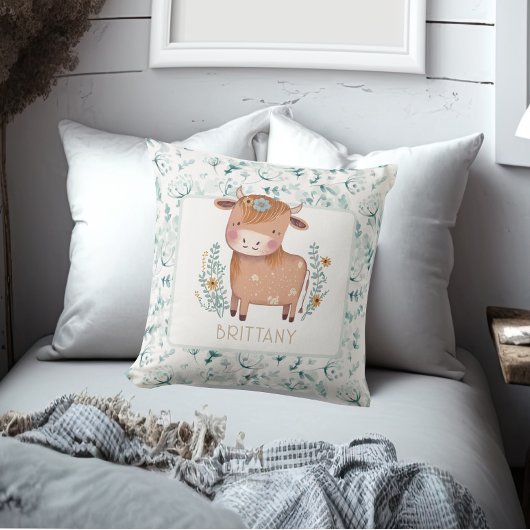 Mooie Schotse Hooglandkoe Boho Bloemstuk Op Maat Kussen