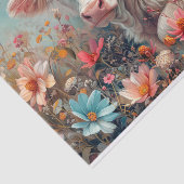 Mooie Schotse Koe met Cosmos voor Decoupage Tissuepapier (Detail)