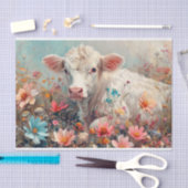 Mooie Schotse Koe met Cosmos voor Decoupage Tissuepapier (Craft)