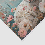 Mooie Schotse Koe met Cosmos voor Decoupage Tissuepapier (Detail)