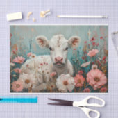 Mooie Schotse Koe met Cosmos voor Decoupage Tissuepapier (Craft)