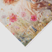 Mooie Schotse Koe met Veldbloemen voor Decoupage Tissuepapier (Detail)