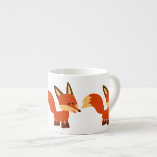 Mooie Schrandere Tekenfilmvos Espressomok Espresso Kop