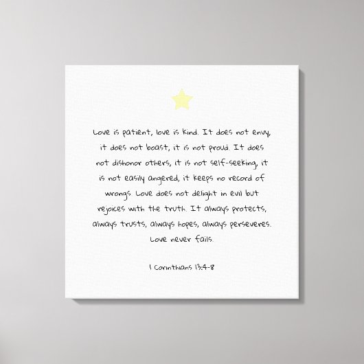Mooie Schrift Bijbel Quote 1 Korintiërs 13:4 Canvas Afdruk (Voorkant)