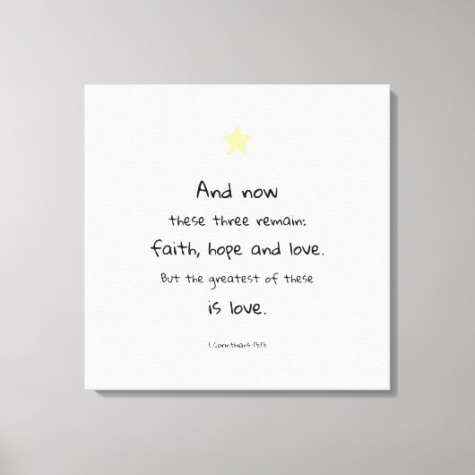 Mooie Schrift Bijbel Quote 1 Korintiërs Canvas Afdruk (Voorkant)