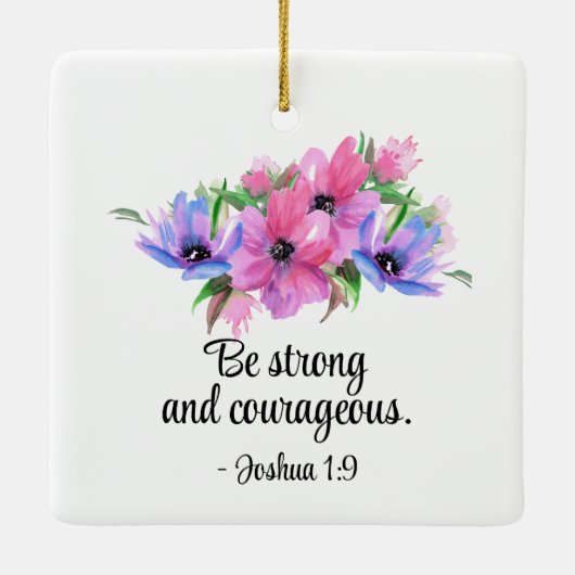 Mooie Schrift Sterk Moedig Bloem Keramisch Ornament (Achterkant)