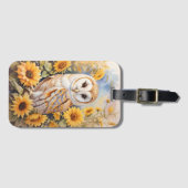Mooie schuur uil en zonnebloemen bagagelabel (Voorkant (horizontaal))