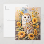 Mooie schuur uil en zonnebloemen briefkaart (Voorkant / Achterkant)