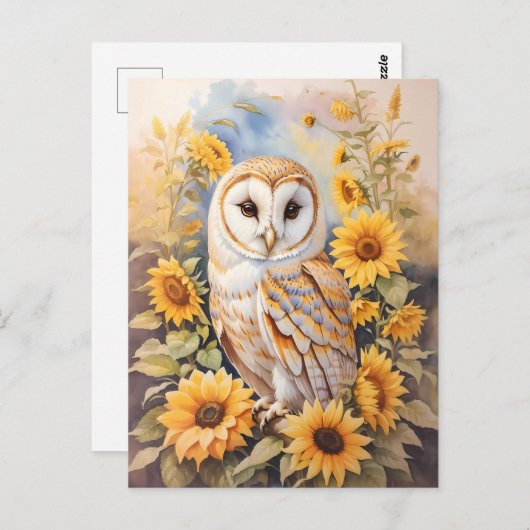 Mooie schuur uil en zonnebloemen briefkaart (Voorkant / Achterkant)