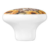 Mooie schuur uil en zonnebloemen keramische knop (Zijkant)