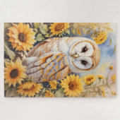 Mooie schuur uil en zonnebloemen legpuzzel (Horizontaal)