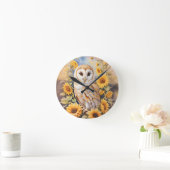 Mooie schuur uil en zonnebloemen ronde klok (Huis)