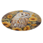 Mooie schuur uil en zonnebloemen snijplank (Hoek)