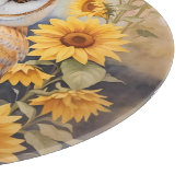 Mooie schuur uil en zonnebloemen snijplank (Hoek)