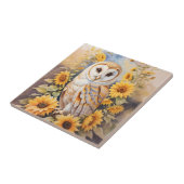 Mooie schuur uil en zonnebloemen tegeltje (Zijkant)